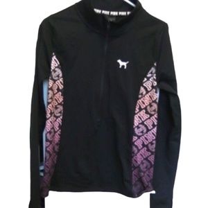 Victoria's Secret PINK Black w/ Pink Gradient Ombre Logo Ultimate Deep Zip M